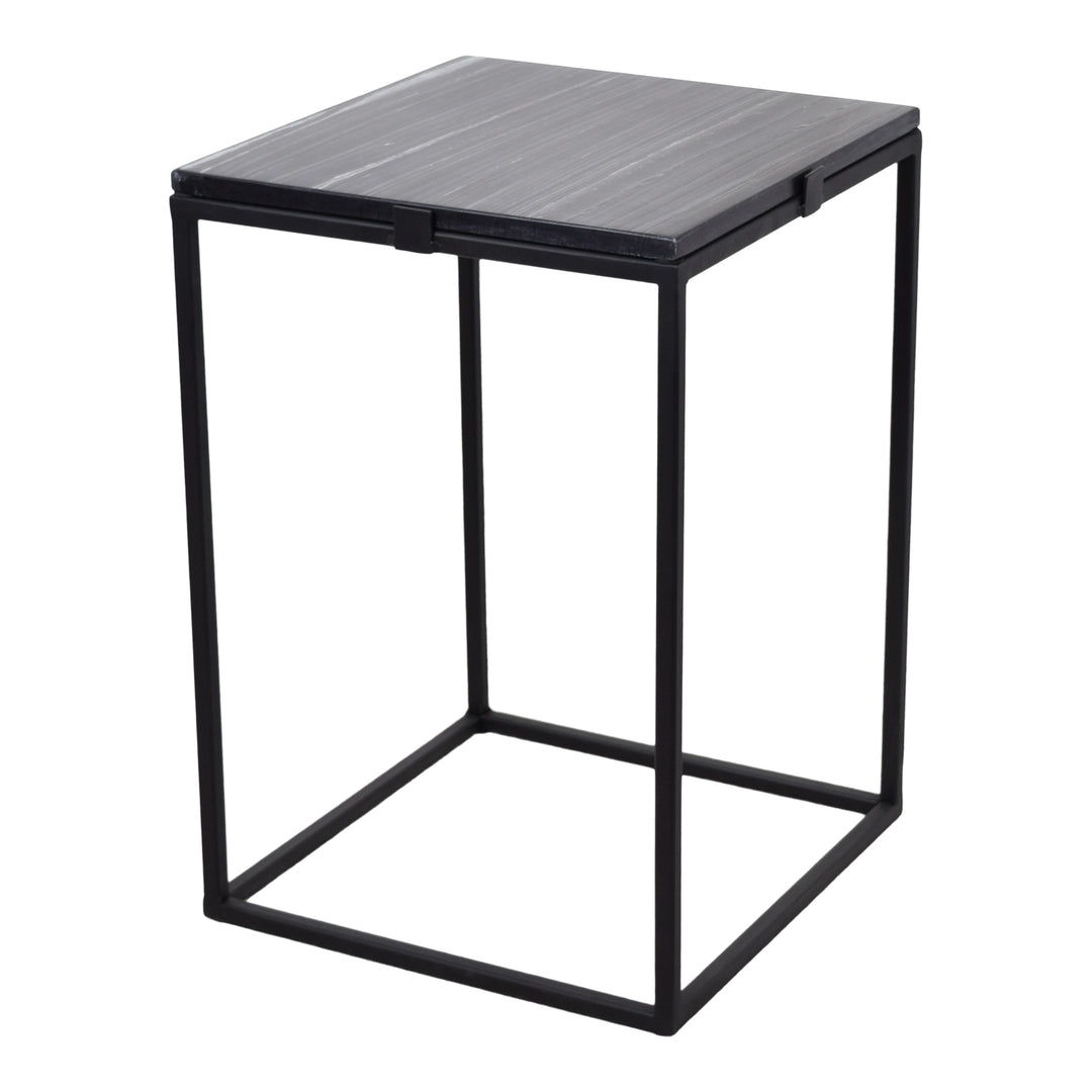 LOFT42 Marble Bijzettafel Vierkant Zwart - Metaal - Marmer - 32x32x46