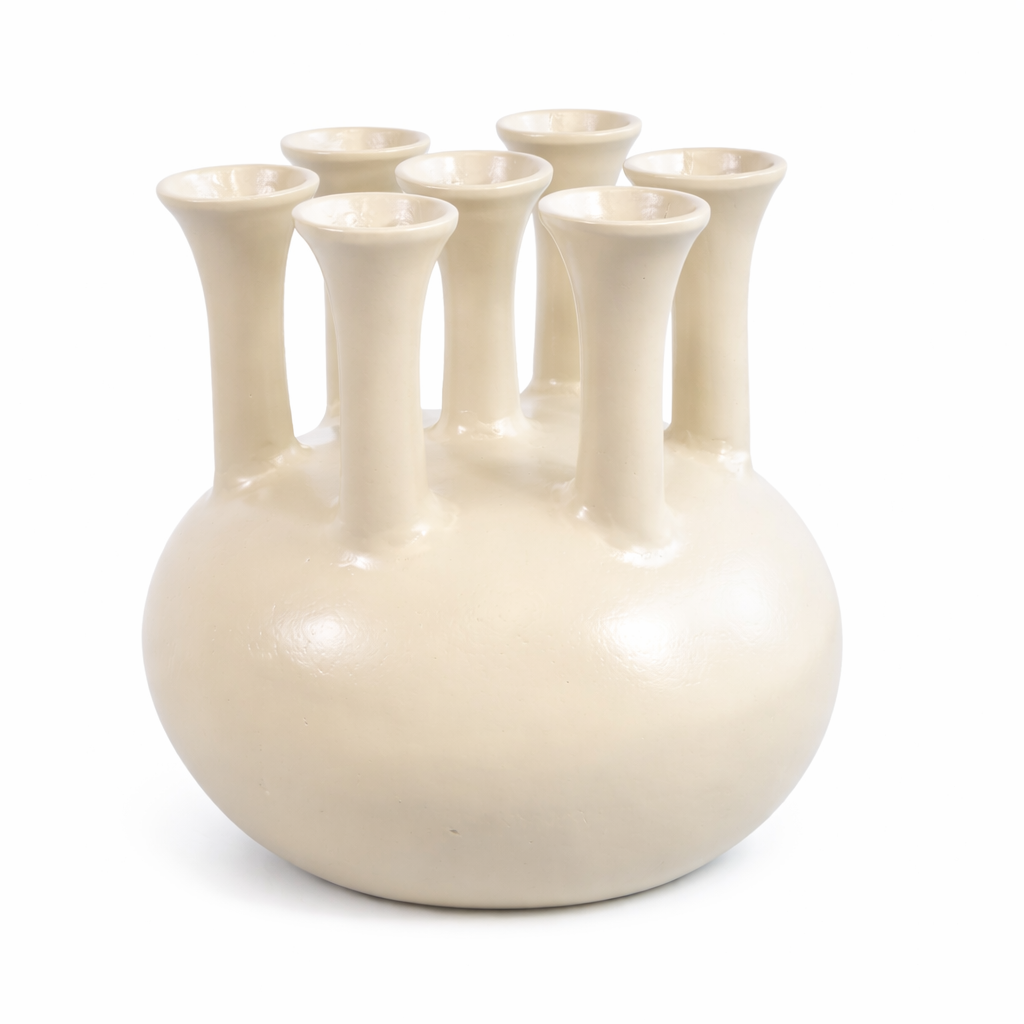 LOFT42 Jenna Vase tulipe XL - 7 trompettes - Beige - Aluminium