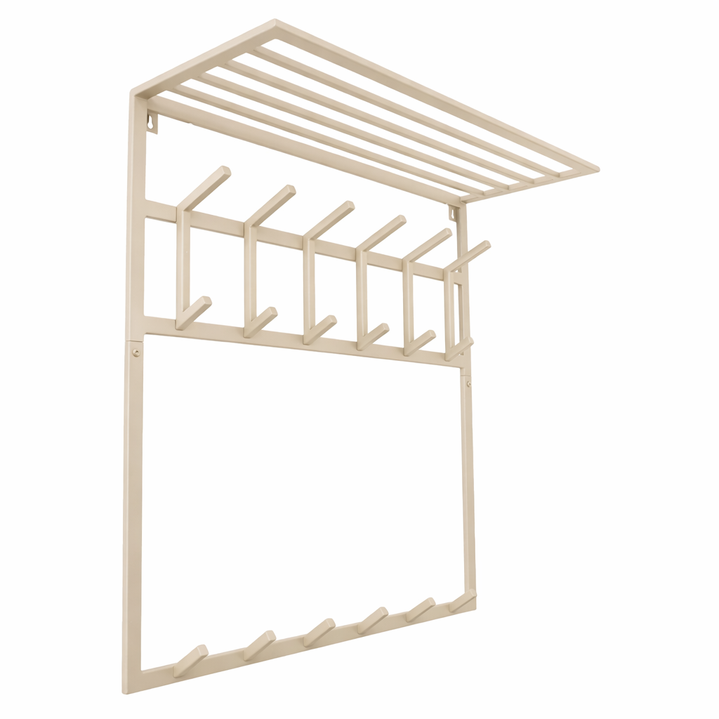 LOFT42 Garderobe Jaimy – Beige – Metall – 6 Doppelhaken – 80x80x30