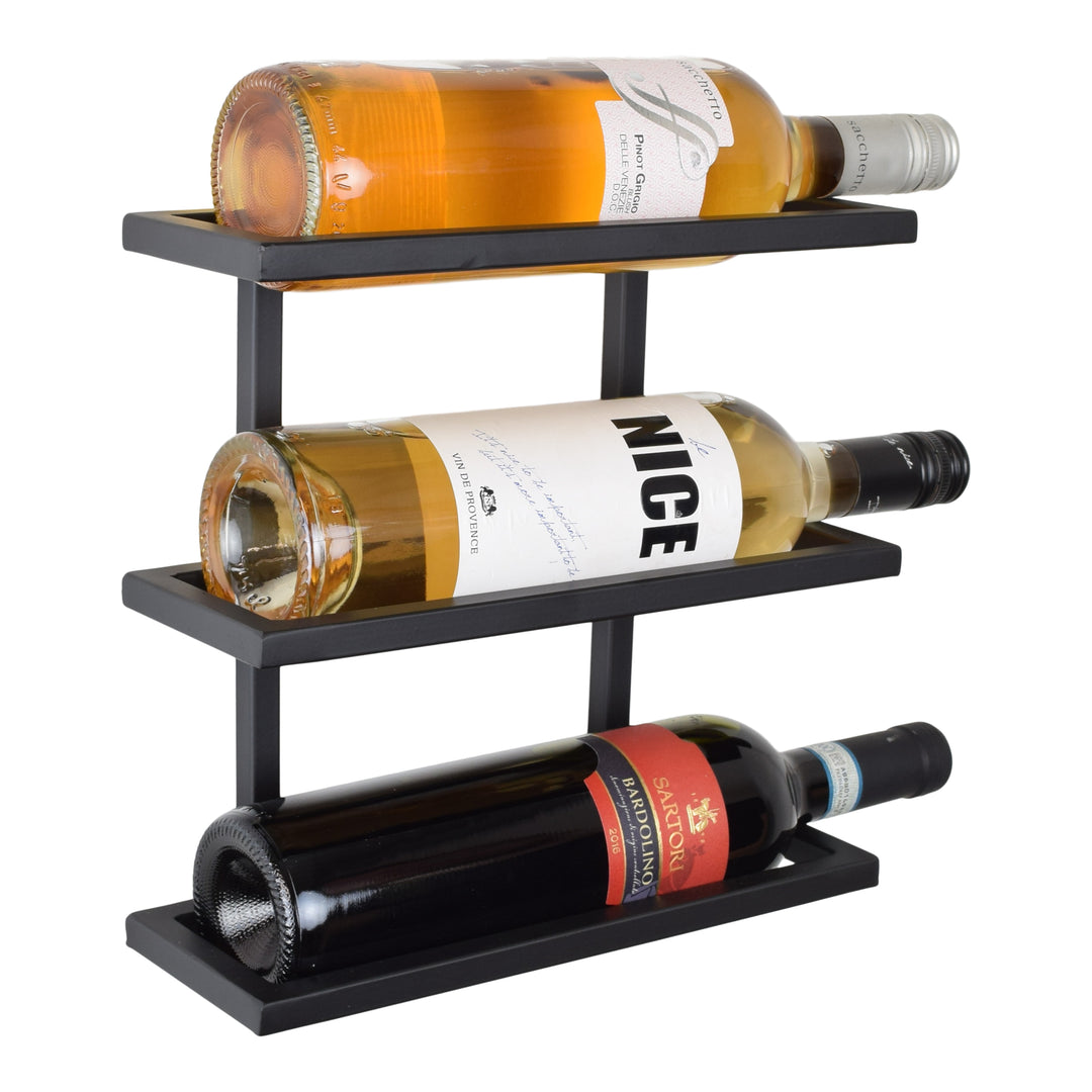 LOFT42 Pinot Wand-Weinregal - 3 Flaschen - Metall - Schwarz