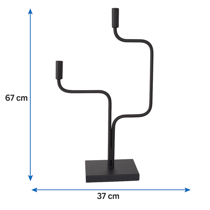 LOFT42 Swing Kerzenhalter - 2 Kerzen - Metall - Mattschwarz - 65x20x15