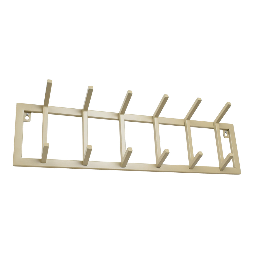 LOFT42 Garderobenständer Jaimy Single - Beige - Metall - 6 Doppelhaken - 80x24x12