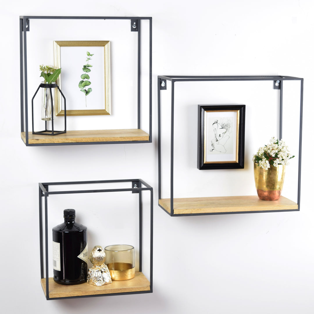 wandboxen aufbewahrung LOFT42 Wally Wandboxen mit Mangoholz 3er Set