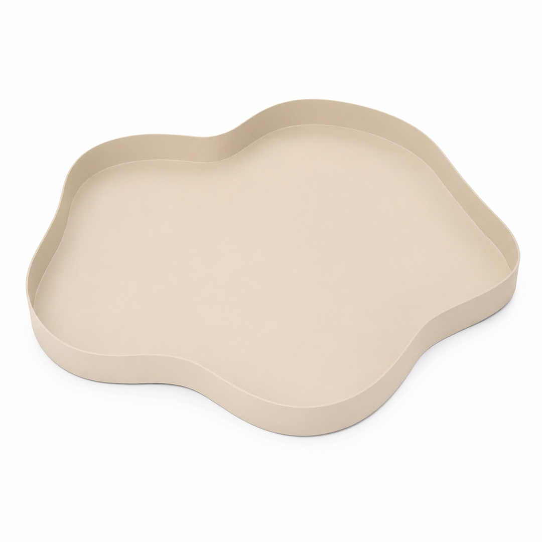 LOFT42 Serva Organisch Metalen Dienblad – Beige – Ø40 cm