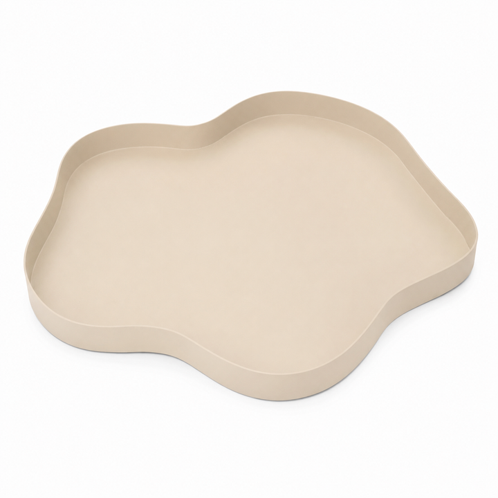 LOFT42 Serva Organisch Metalen Dienblad – Beige – Ø40 cm