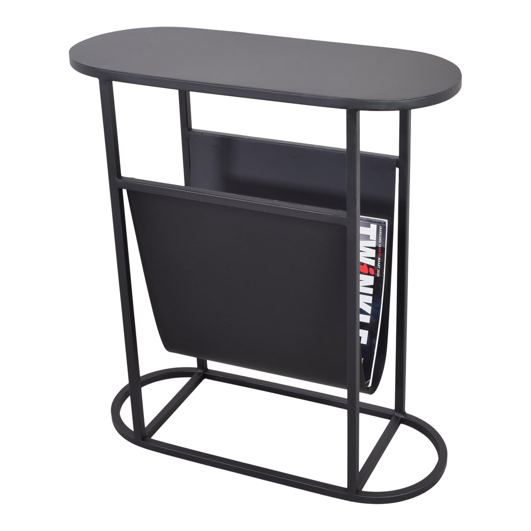 LOFT42 Frits Bijzettafel met Tijdschriften- of Krantenbak - Metaal - Mat Zwart - 50x20x55