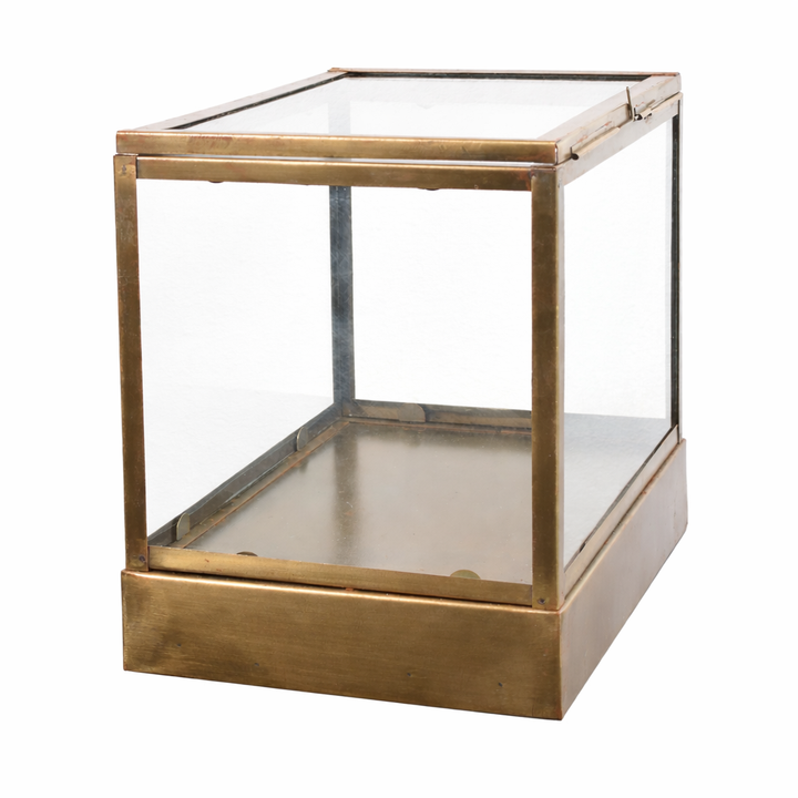 LOFT42 Showy Glazen Display Box Antiek Messing - Metaal - (27x30x20)