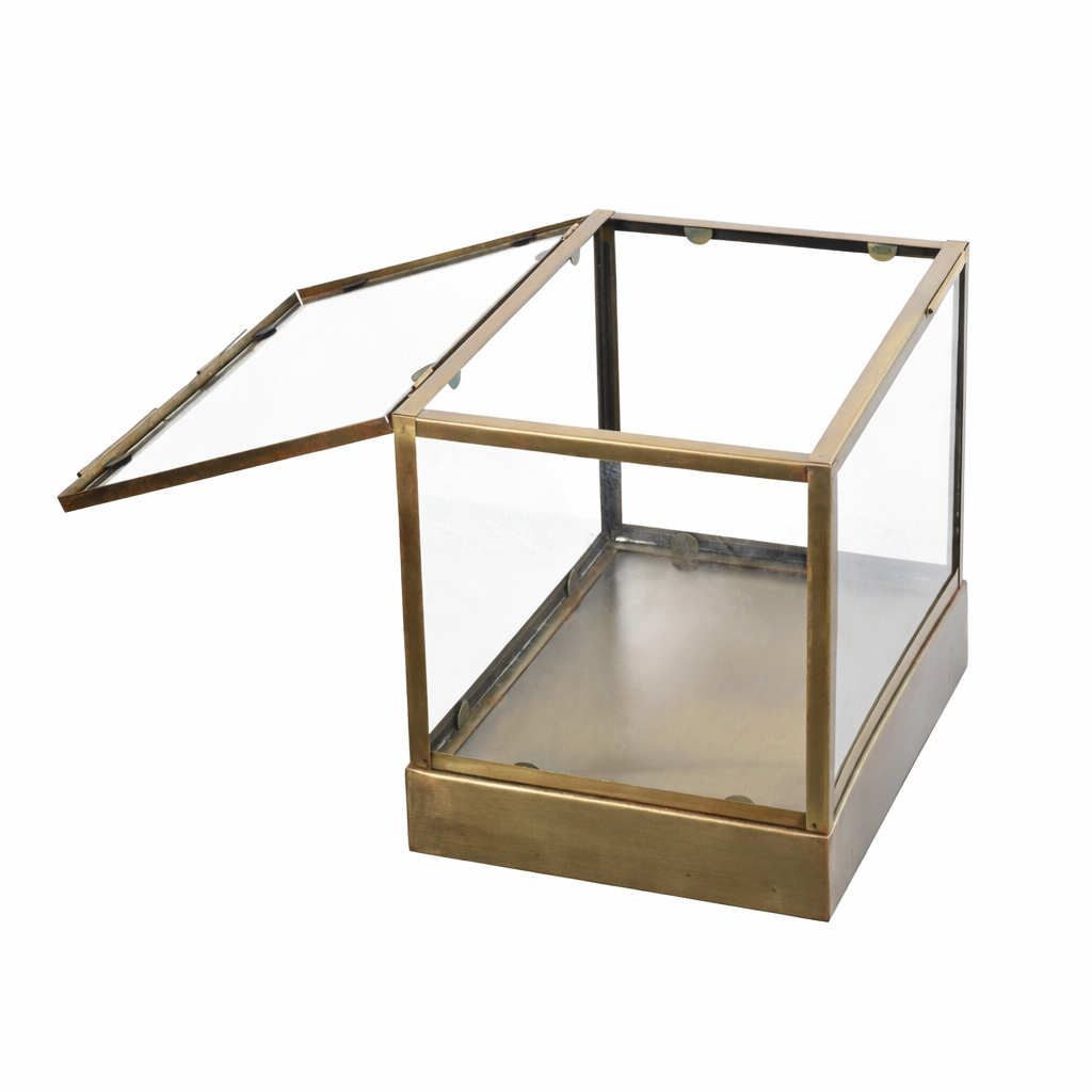 LOFT42 Showy Glazen Display Box Antiek Messing - Metaal - (27x30x20)