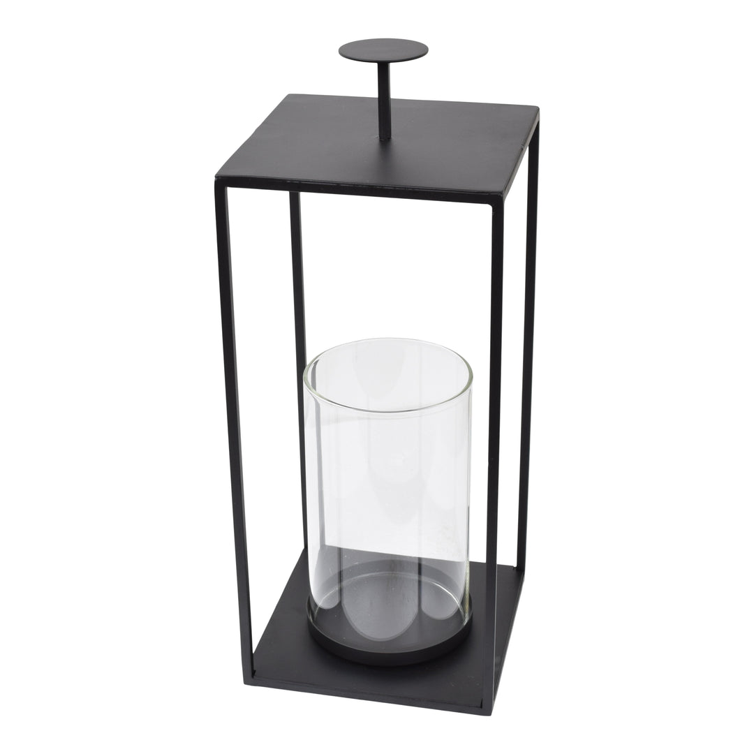 LOFT42 Lantaarn Bradley met Glas - Zwart - 32x15x15