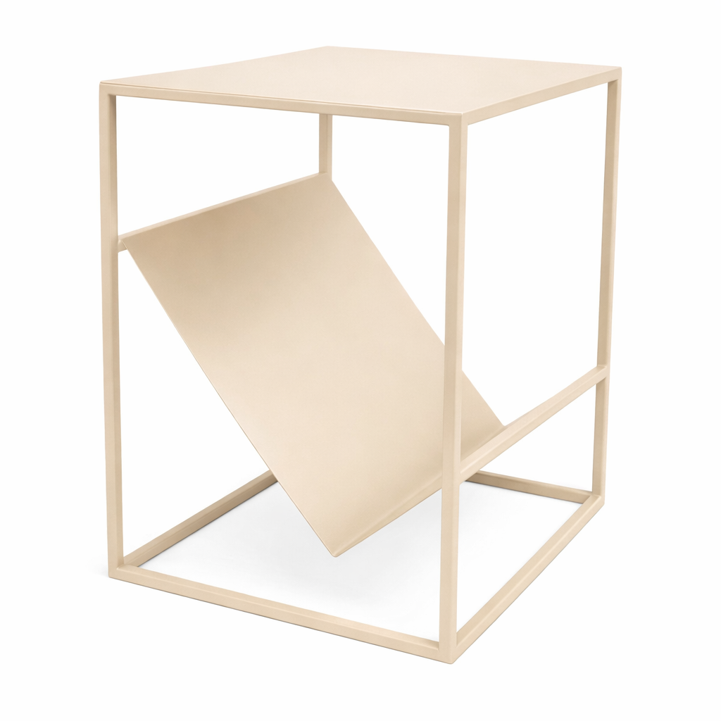 LOFT42 Freek Bijzettafel met Tijdschriften- of Krantenbak - Metaal - Beige - 47x36x29