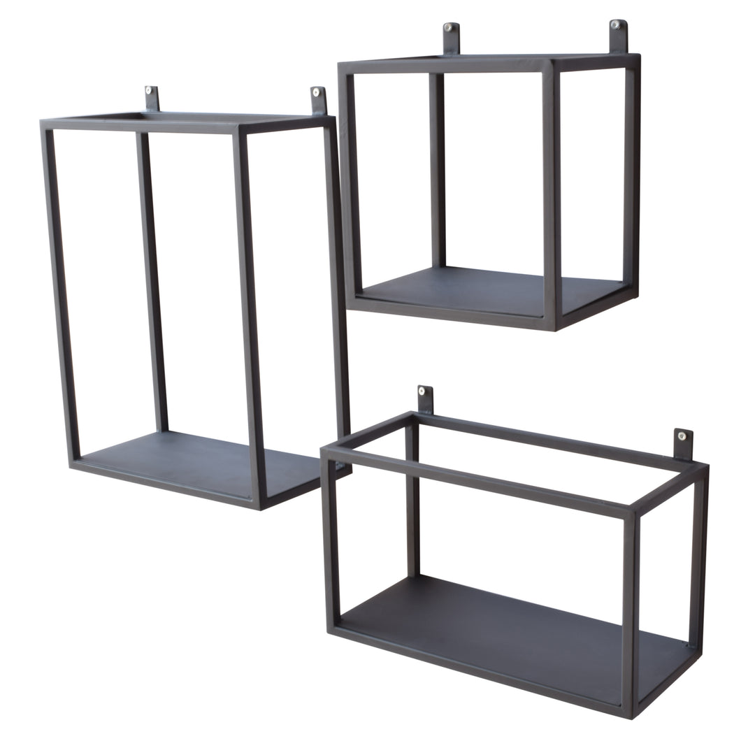 3er Set Wandboxen Vintage Schwarz
