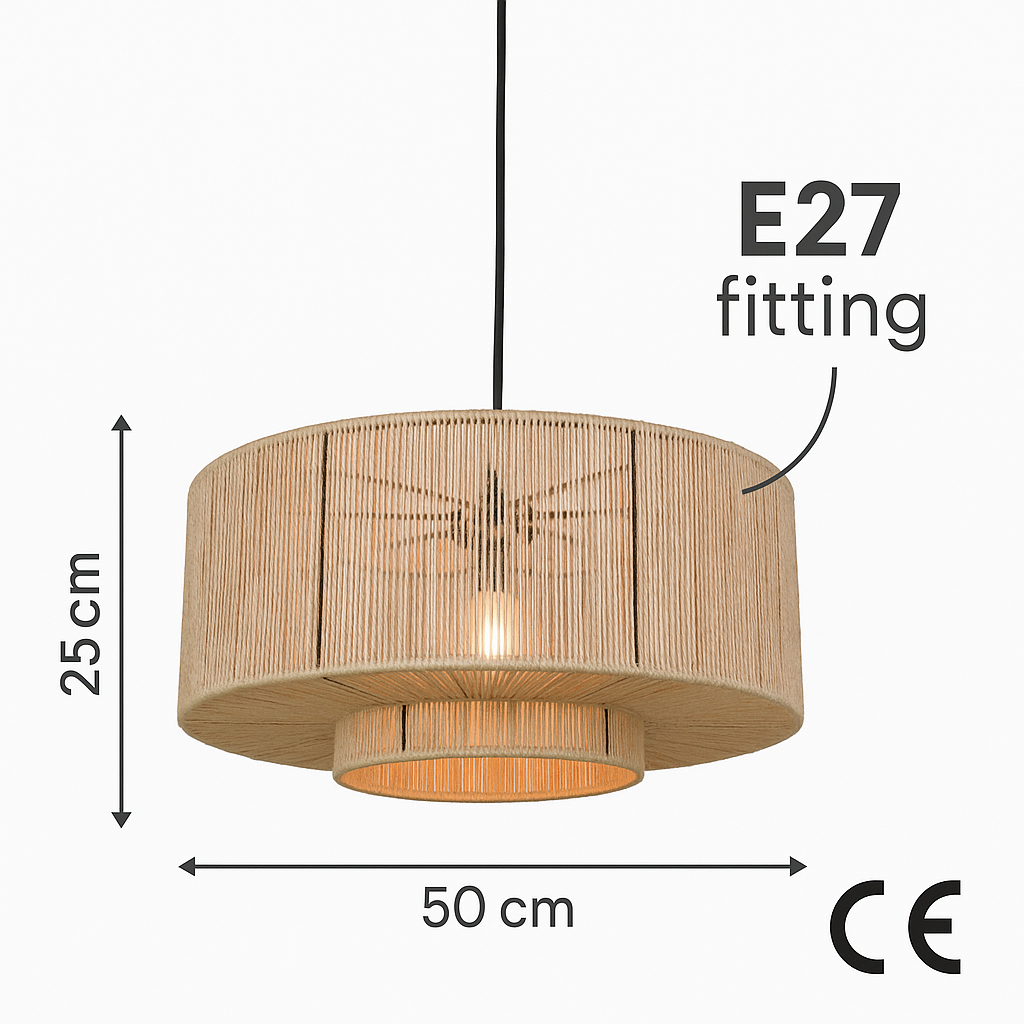 Urban Interiors Hanglamp Drum Ø50x 25cm. jute