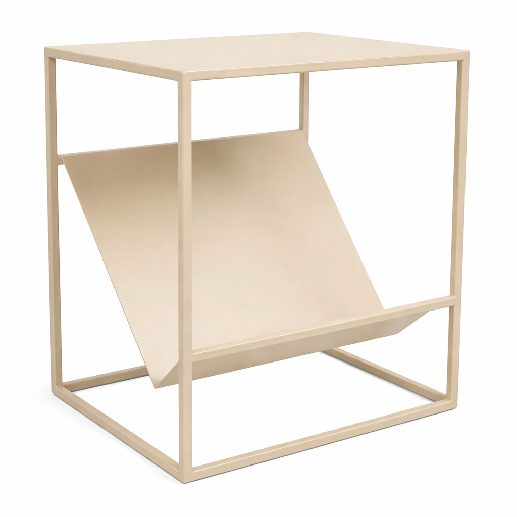 LOFT42 Freek Bijzettafel met Tijdschriften- of Krantenbak - Metaal - Beige - 47x36x29