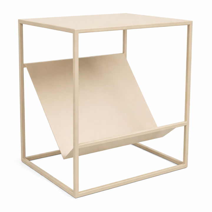 LOFT42 Freek Bijzettafel met Tijdschriften- of Krantenbak - Metaal - Beige - 47x36x29
