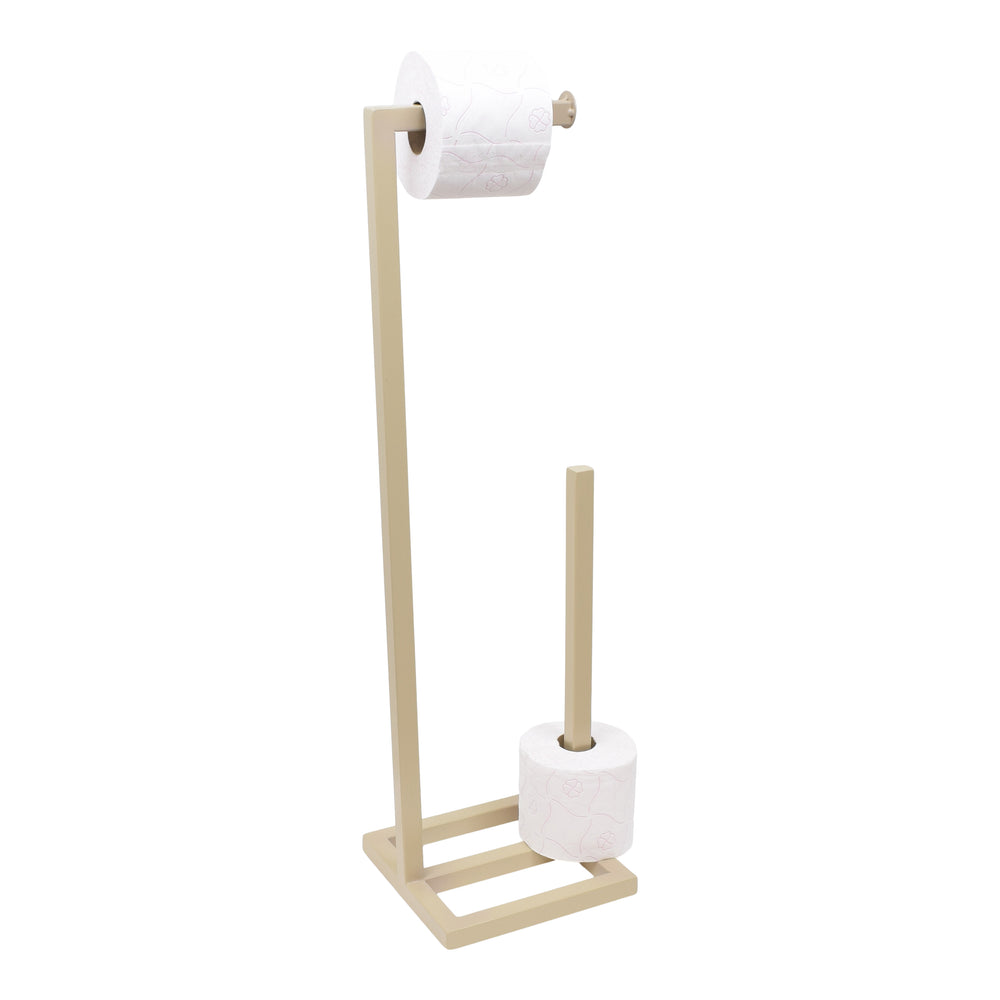 Vrijstaande beige metalen toiletrolhouder met voet