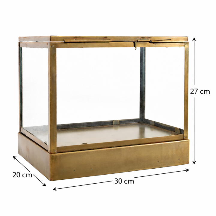 LOFT42 Showy Glazen Display Box Antiek Messing - Metaal - (27x30x20)