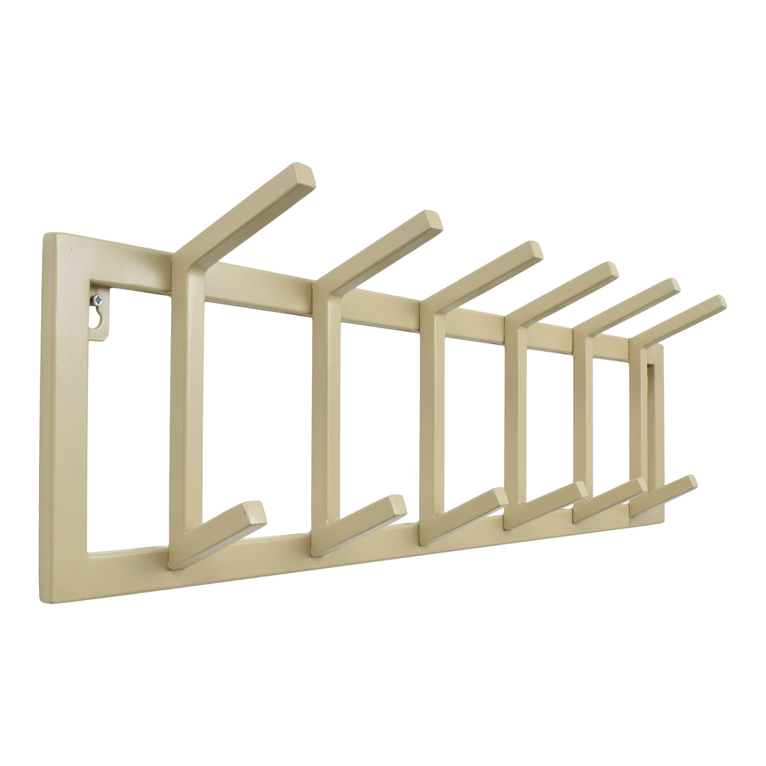 LOFT42 Garderobenständer Jaimy Single - Beige - Metall - 6 Doppelhaken - 80x24x12