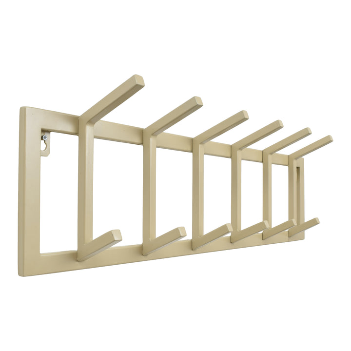 LOFT42 Garderobenständer Jaimy Single - Beige - Metall - 6 Doppelhaken - 80x24x12