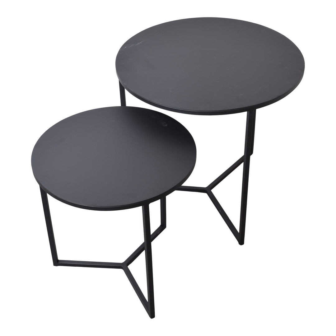 LOFT42 Dulon Set Bijzettafels Rond - Zwart - Ø49x46