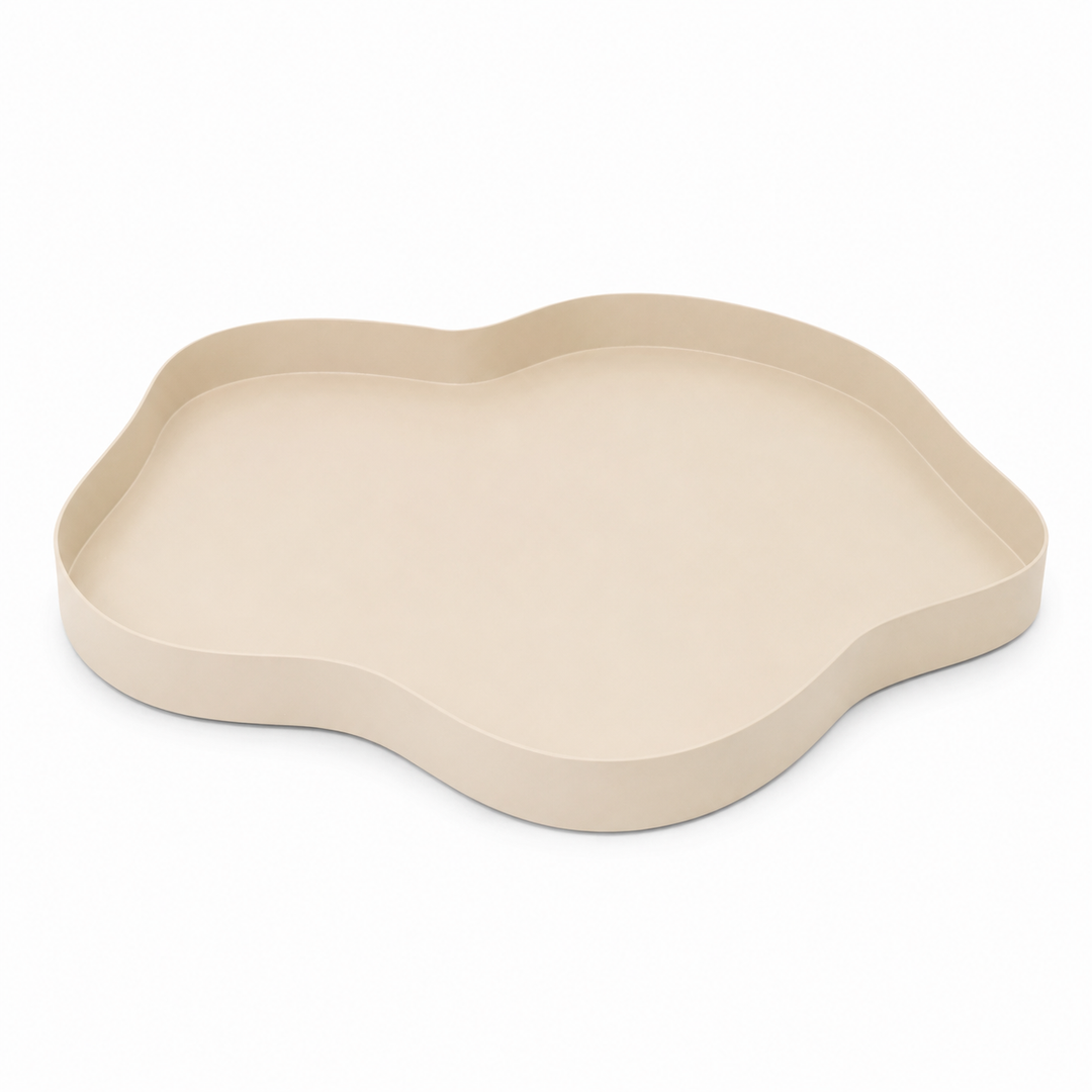 LOFT42 Serva Organisch Metalen Dienblad – Beige – Ø40 cm