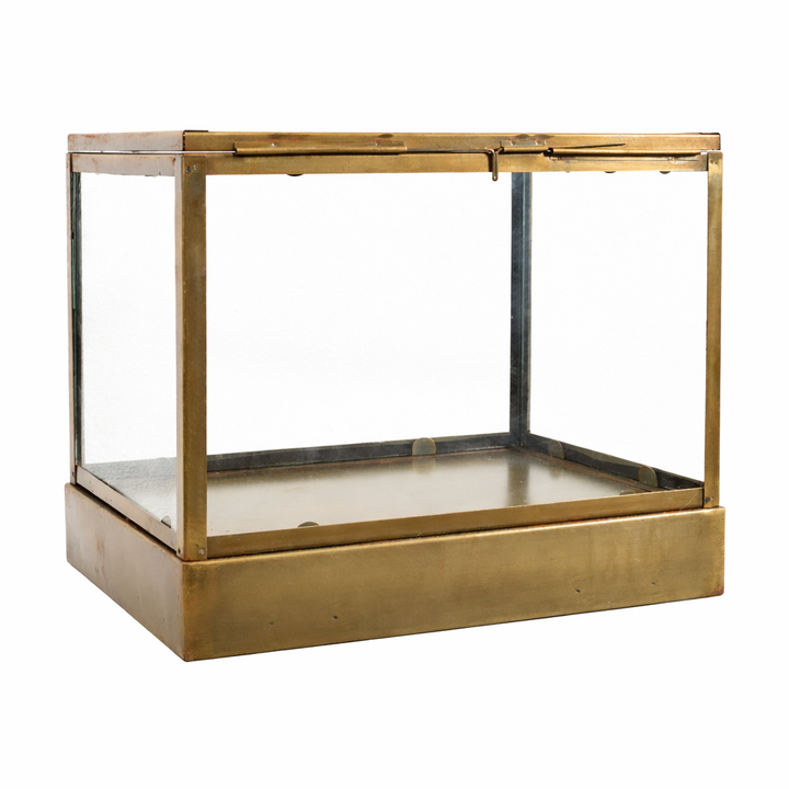 LOFT42 Showy Glazen Display Box Antiek Messing - Metaal - (27x30x20)
