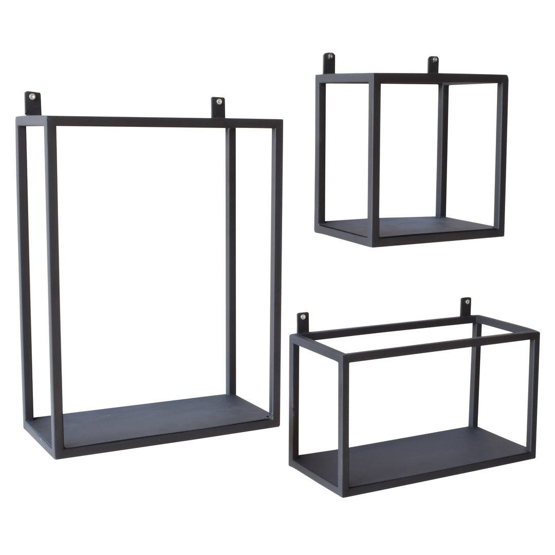 3er Set Wandboxen Vintage Schwarz