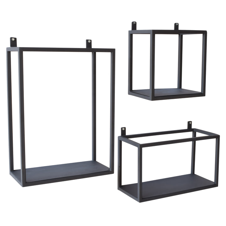 3er Set Wandboxen Vintage Schwarz