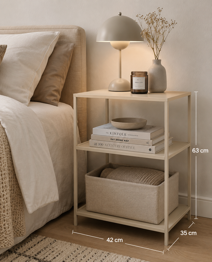 LOFT42 Metal Nachtkastje Beige - Industrieel - 63x42x35