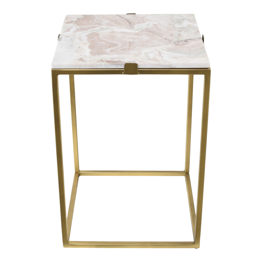 LOFT42 Marble Bijzettafel Vierkant Travertin - Metaal - Marmer - 32x32x46