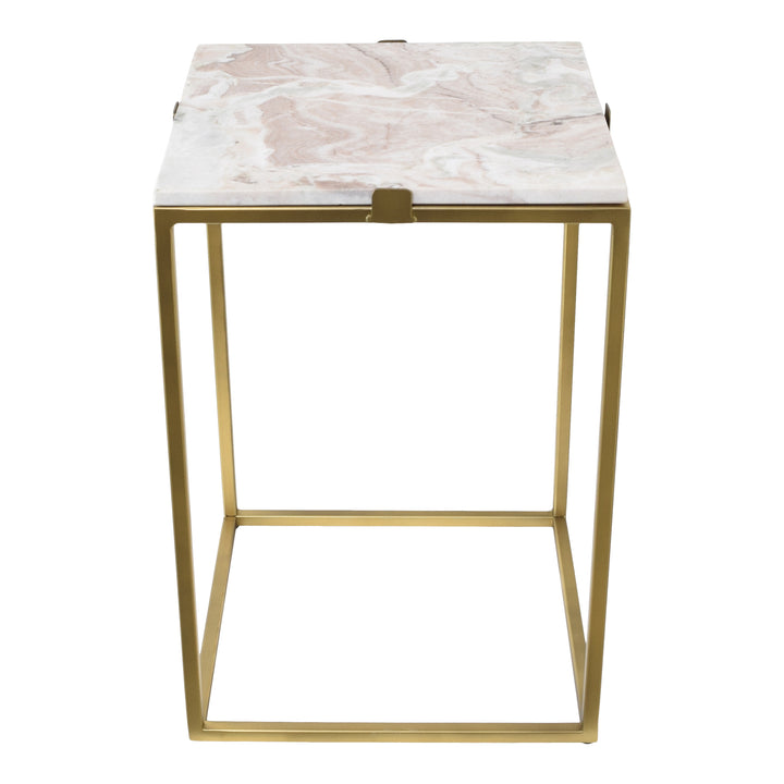 LOFT42 Marble Bijzettafel Vierkant Travertin - Metaal - Marmer - 32x32x46