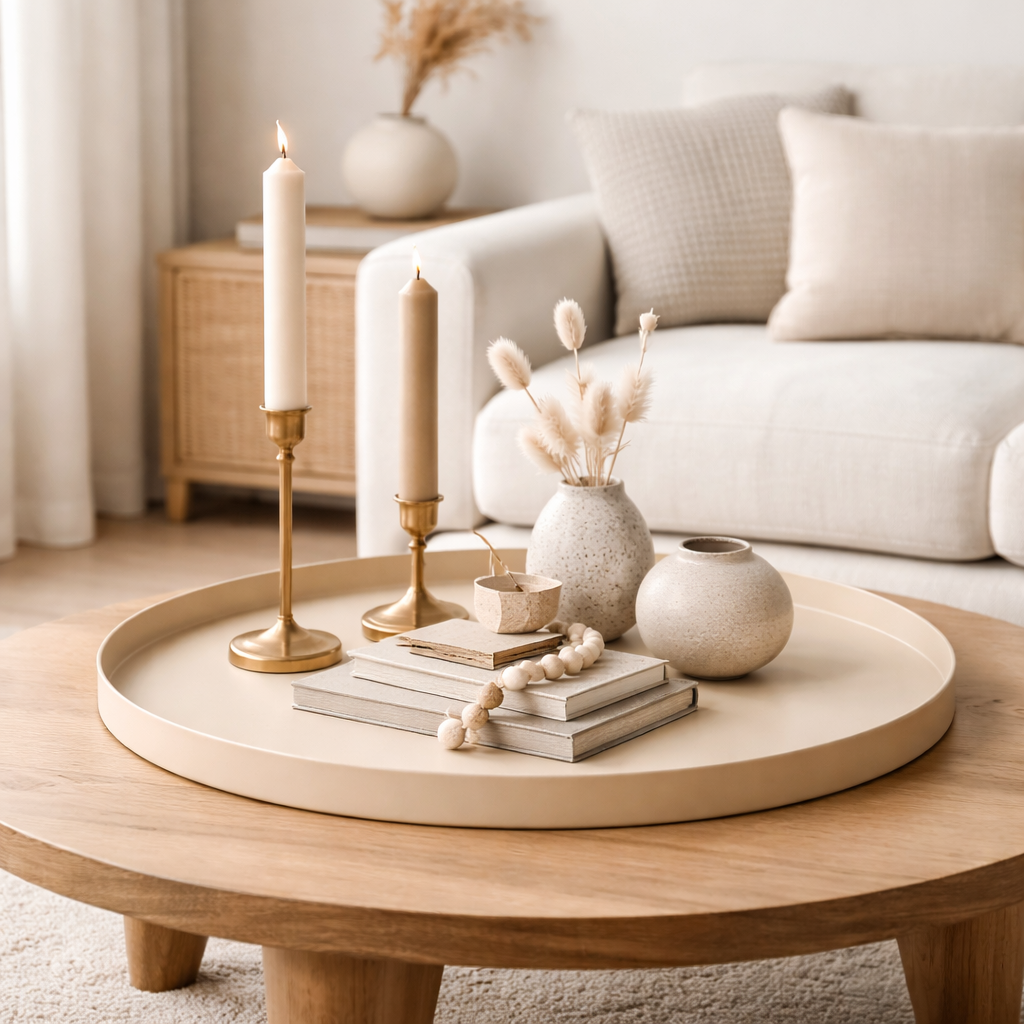 LOFT42 Brew Plateau rond en métal – Beige – 60x60