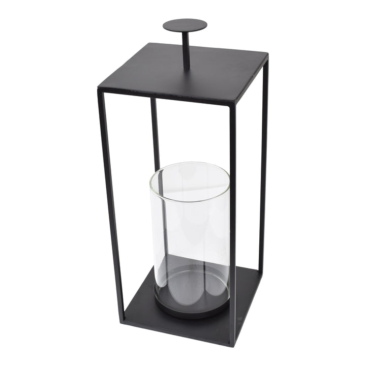 LOFT42 Lantaarn Bradley met Glas - Zwart - 32x15x15