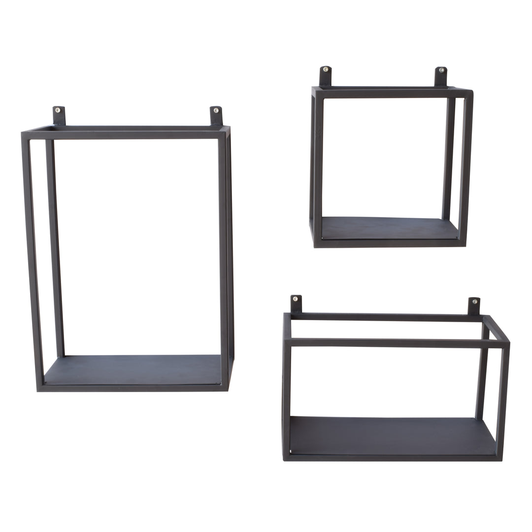 3er Set Wandboxen Vintage Schwarz