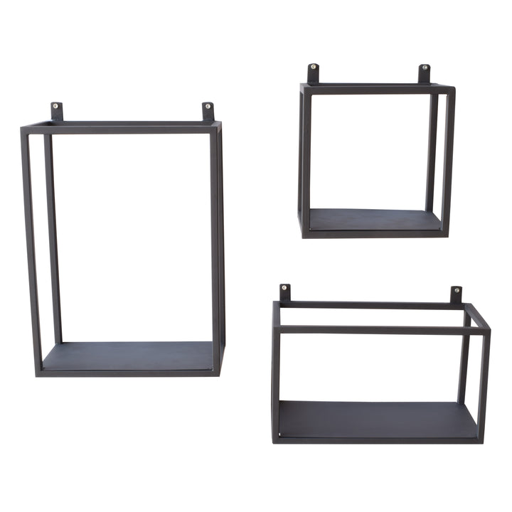 3er Set Wandboxen Vintage Schwarz