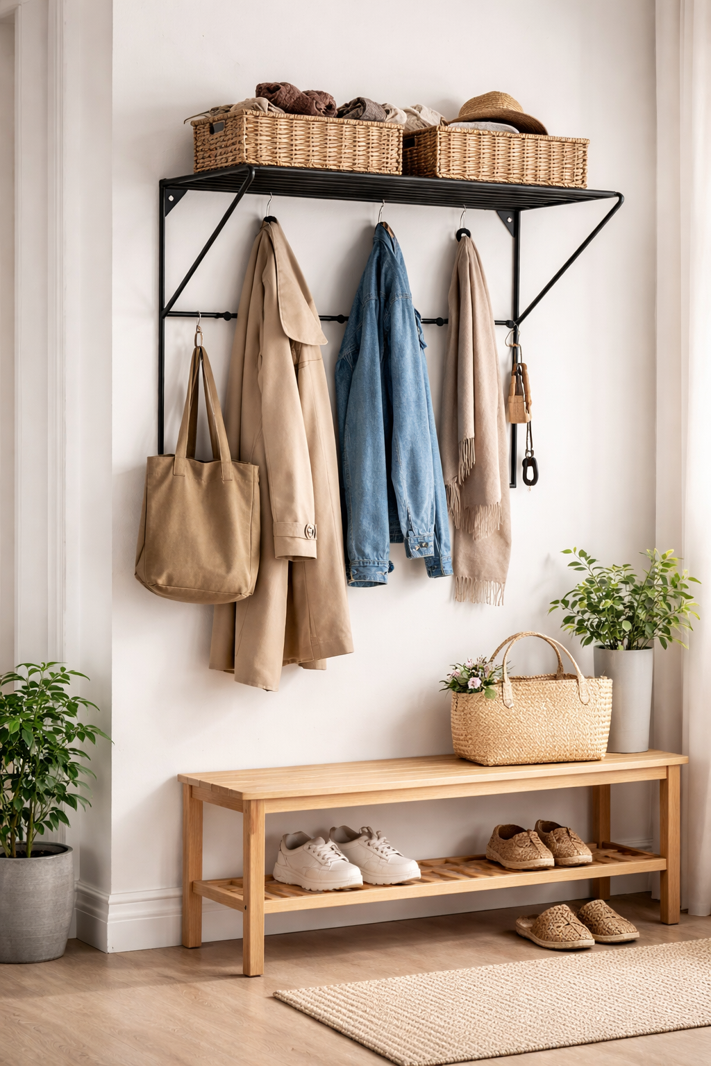 LOFT42 Jasmin Kapstok – Zwart – Metaal – 9 haken - 60x80x32