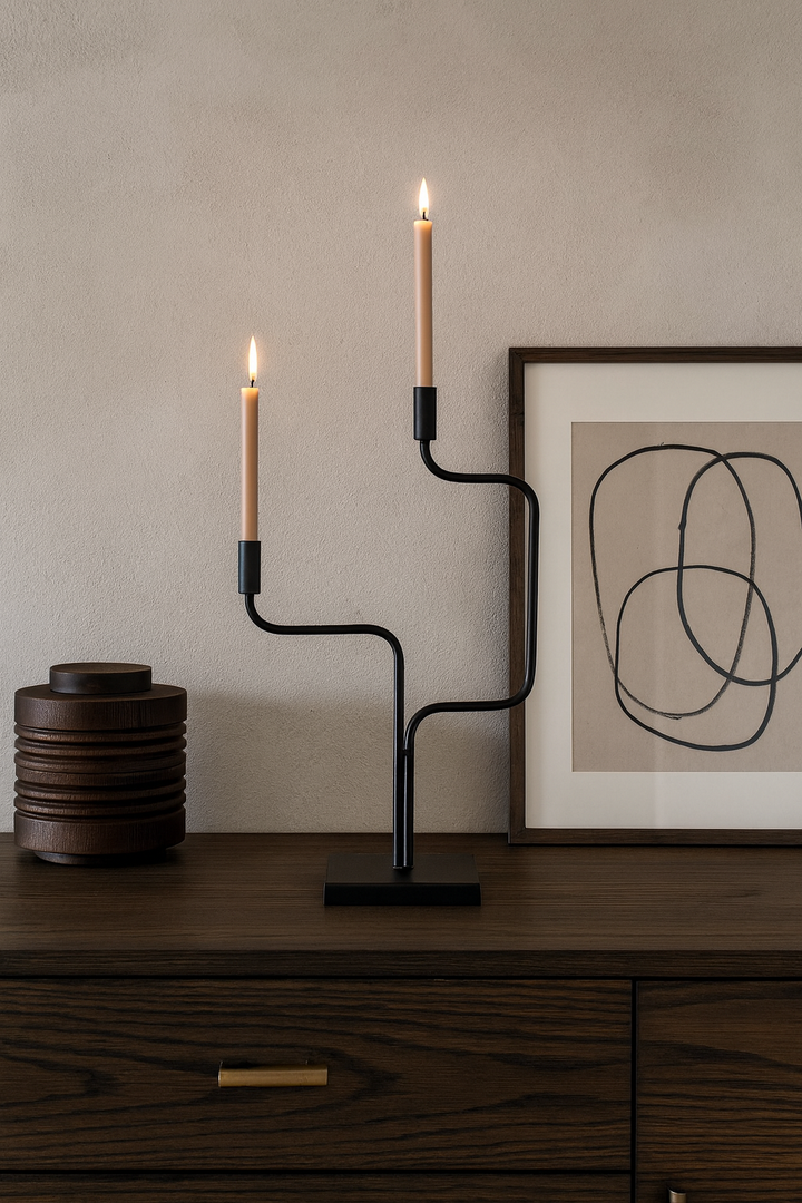 LOFT42 Swing Kerzenhalter - 2 Kerzen - Metall - Mattschwarz - 65x20x15