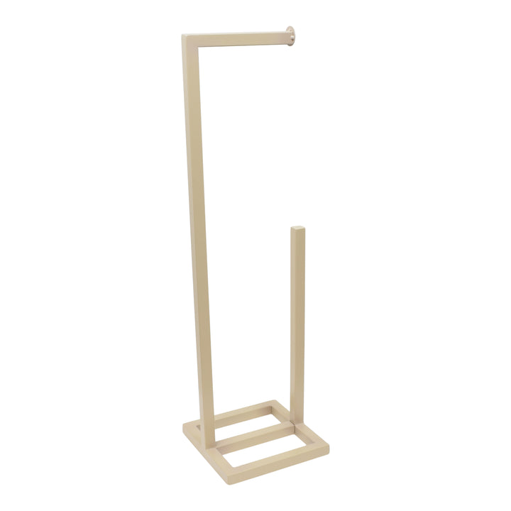 Vrijstaande beige metalen toiletrolhouder met voet