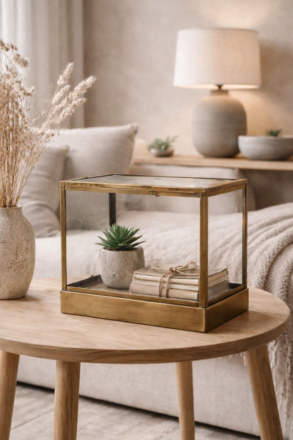 LOFT42 Showy Glazen Display Box Antiek Messing - Metaal - (27x30x20)