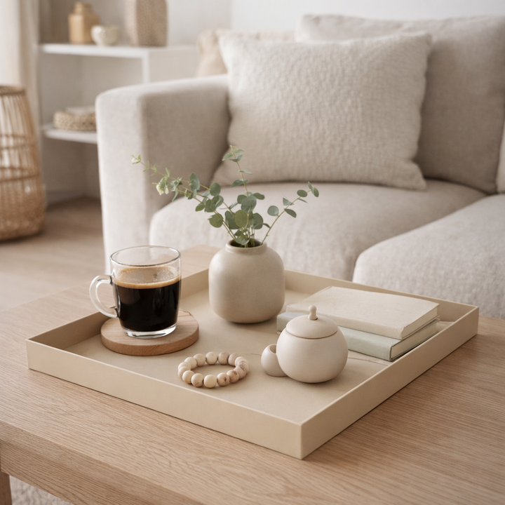LOFT42 Brew Plateau en métal – Beige – 40x40