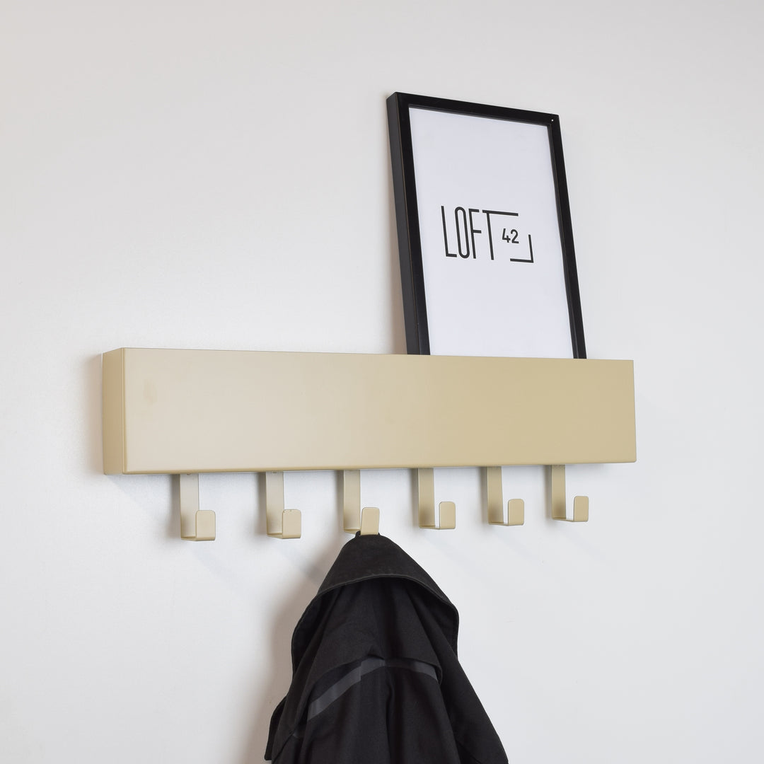 LOFT42 Mula Wandgarderobe - 61x19x6 - Beige - Metall - 6 Haken
