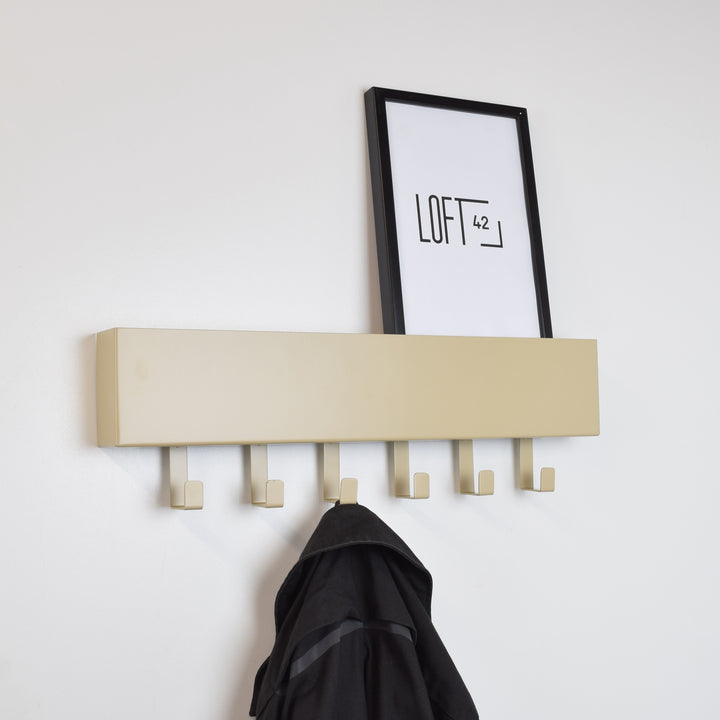 LOFT42 Mula Wandgarderobe - 61x19x6 - Beige - Metall - 6 Haken