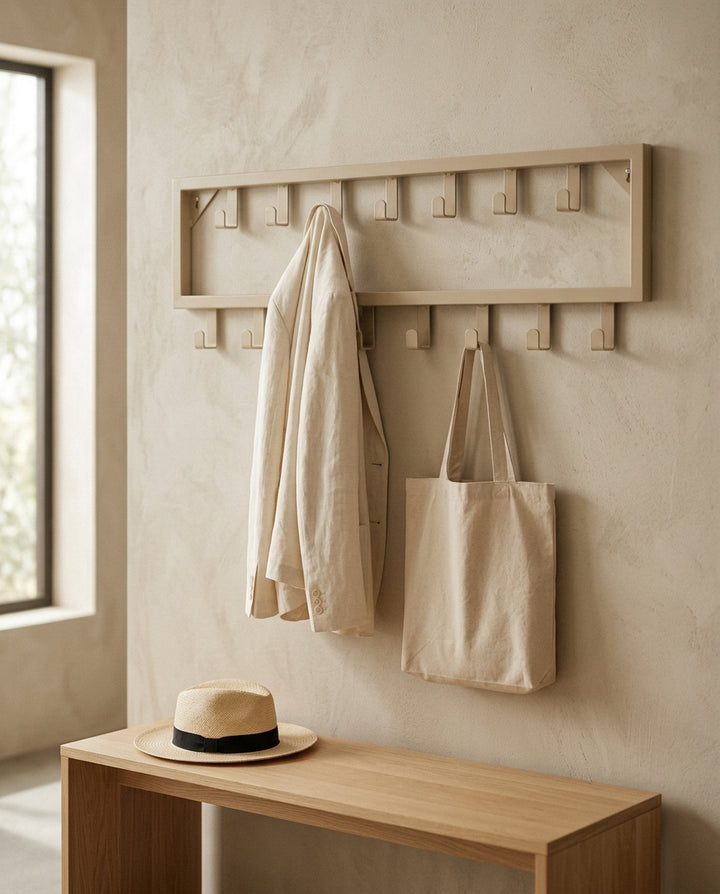 Wall-mounted coat rack — Japandi Entryway Lifestyle | Generated by Modelize