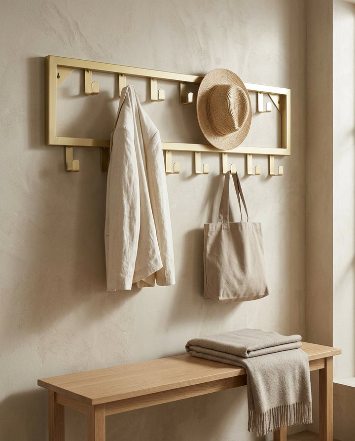 Wall-mounted coat rack — Japandi Entryway Lifestyle | Generated by Modelize