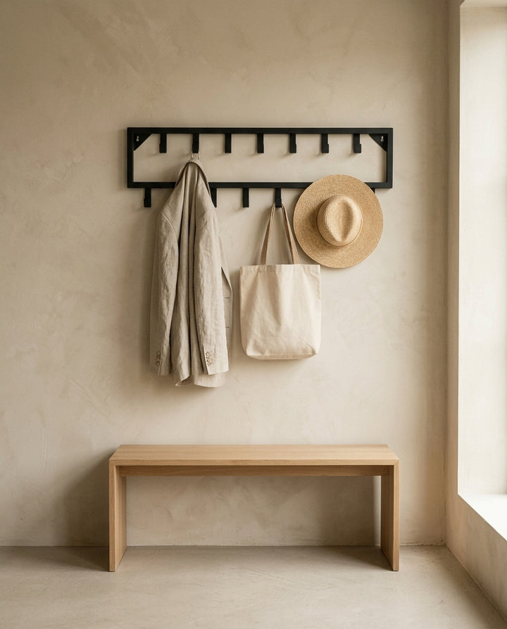 Wall-mounted coat rack — Japandi Entryway Lifestyle | Generated by Modelize