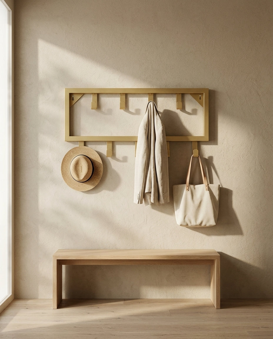 Wall-mounted coat rack — Japandi Entryway Lifestyle | Generated by Modelize