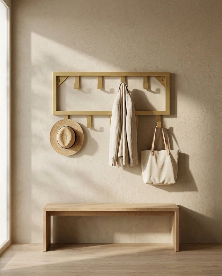 Wall-mounted coat rack — Japandi Entryway Lifestyle | Generated by Modelize