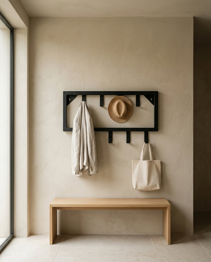 Wall-mounted coat rack — Japandi Entryway Lifestyle | Generated by Modelize
