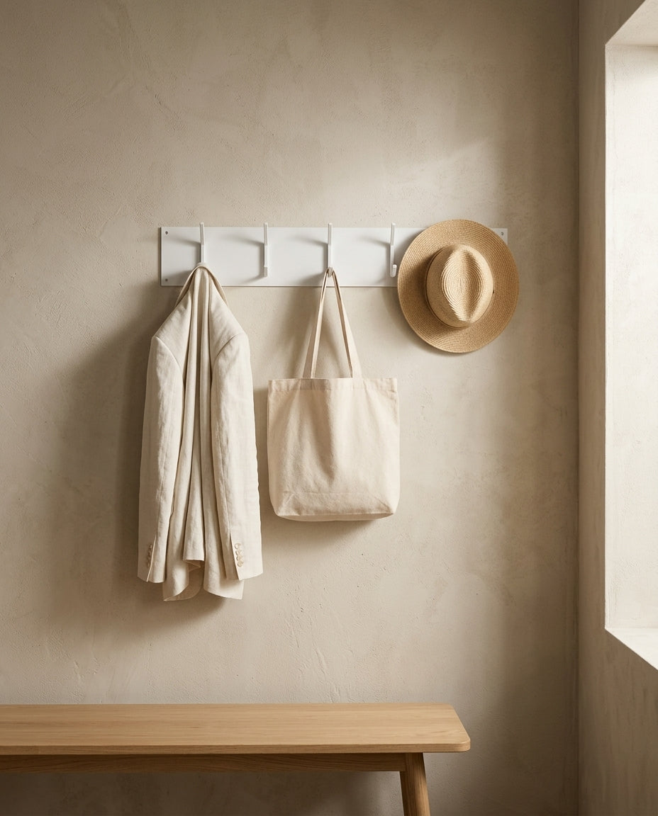 Wall-mounted coat rack — Japandi entryway lifestyle | Generated by Modelize