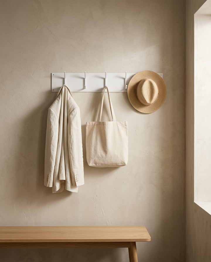 Wall-mounted coat rack — Japandi entryway lifestyle | Generated by Modelize