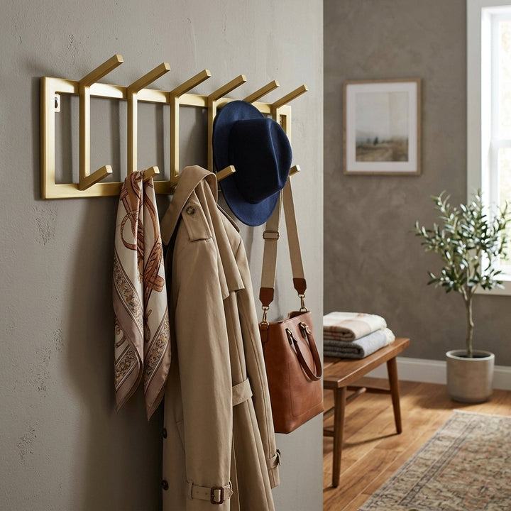 Wall-mounted coat rack — Japandi Entrance Lifestyle | Generated by Modelize
